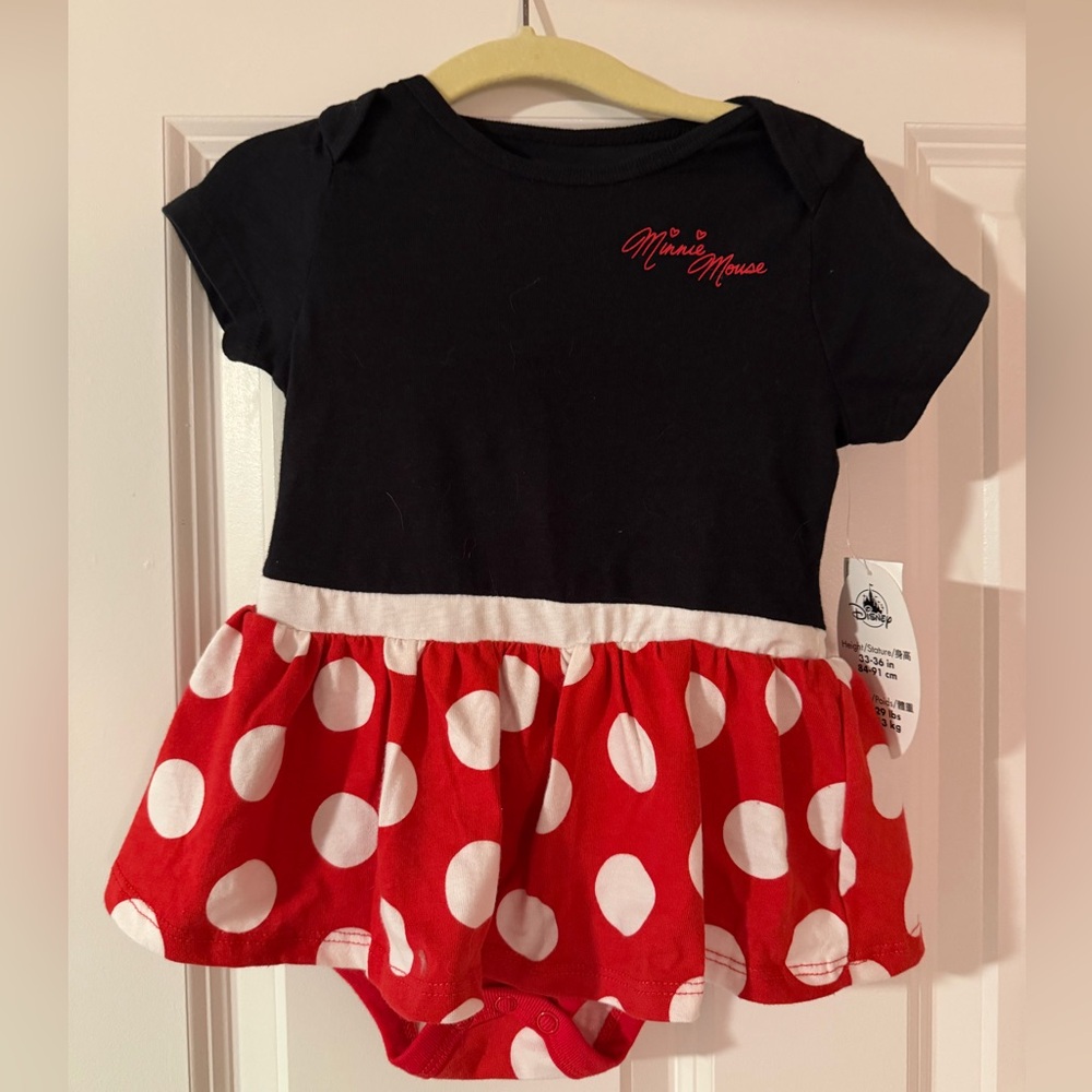 Minnie Mouse Black and Red Polka Dot Kids One Piece